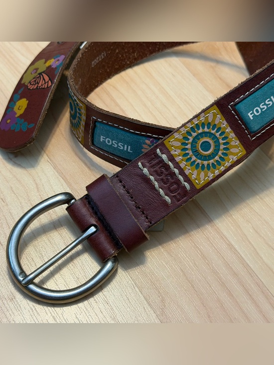 Fossil Accessories - Fossil Patchwork Vintage Brown Genuine Leather Women's Belt Size Medium